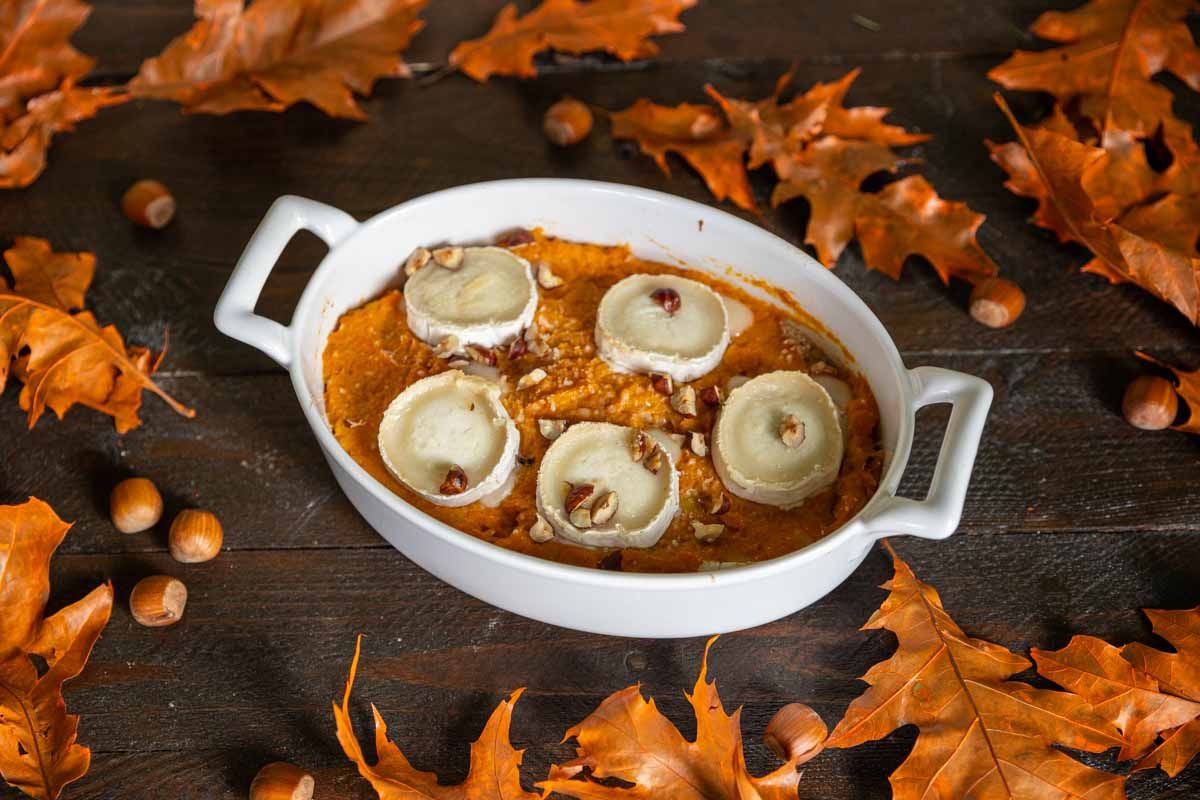 Découvrez le gratin de patates douces au chèvre et noisettes