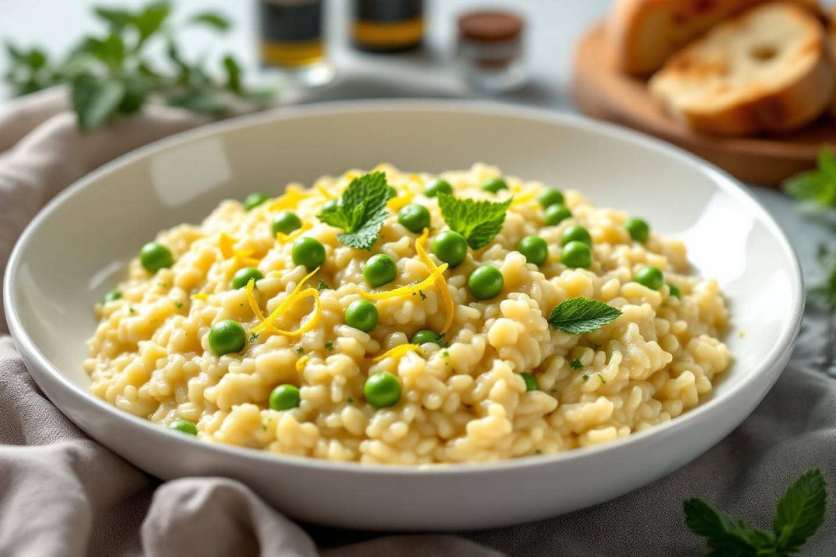 Un risotto aux petits pois qui enchante les papilles