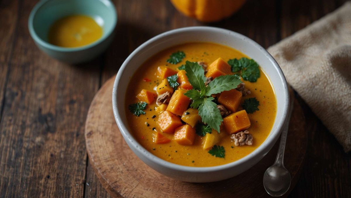 Savourez l'automne avec une soupe de butternut crémeuse au curry
