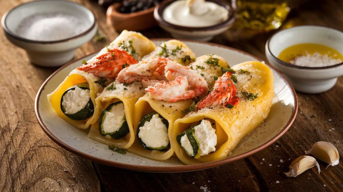 Une touche délicate : cannelloni farcis au fromage frais et crabe