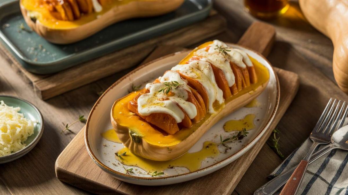Courge butternut hasselback au fromage : un régal réconfortant