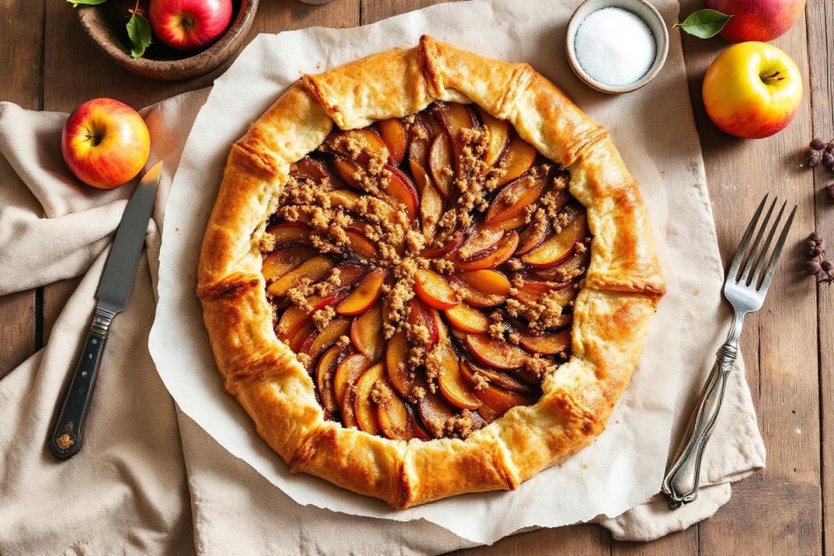 Succombez à la douceur : une tarte rustique aux fruits et crumble salé à partager