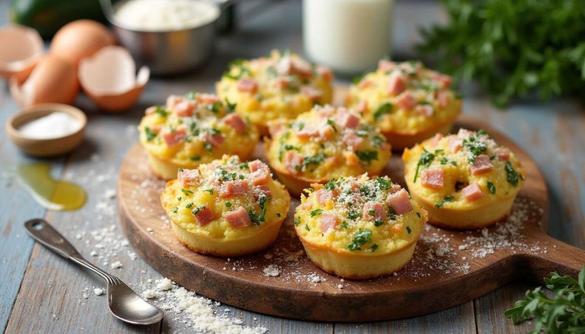 Découvrez la recette des mini-cakes courgettes, jambon et parmesan
