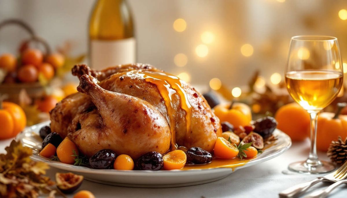 Savourez la magie d'un chapon de Noël aux fruits d'automne