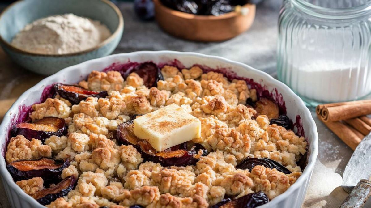 Le crumble aux prunes : un dessert réconfortant annonçant l'automne