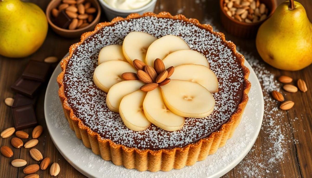 Plongez dans un délice : la tarte poire chocolat amande