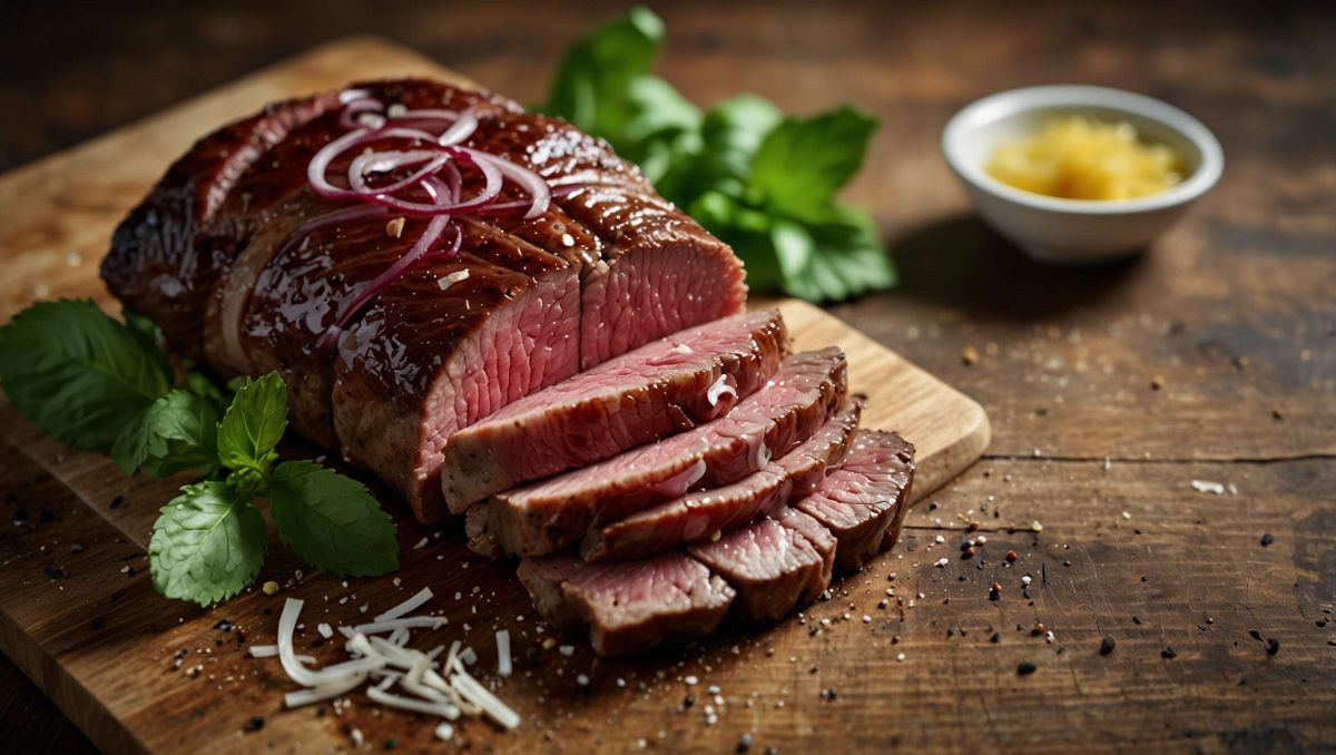 Recette de bœuf mariné à la citronnelle et gingembre avec salade d’herbes fraîches