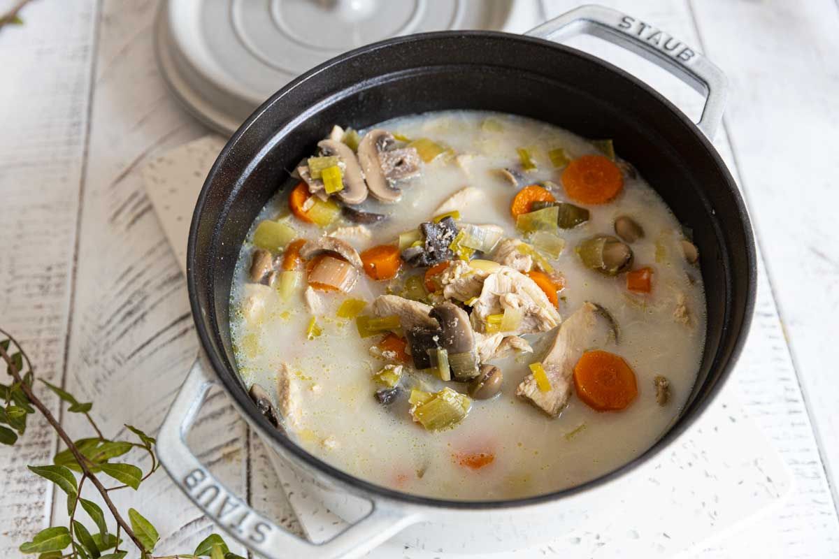 Soupe de poireaux et poulet à la mijoteuse