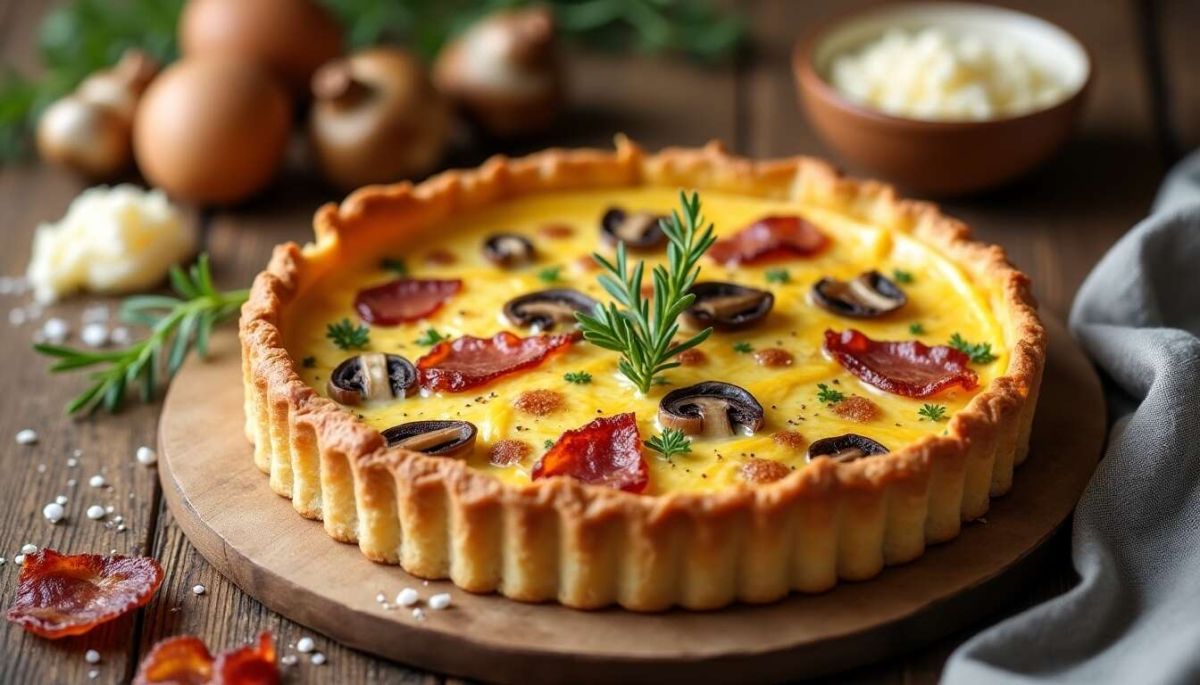 Savourez l'automne avec cette quiche aux champignons et lardons