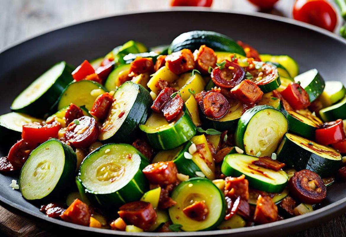 Saveurs d'Espagne : poêlée de courgettes au chorizo à partager